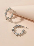 Silver Metal Geometric Small Hoop Earrings Women Accessories Ear Stud