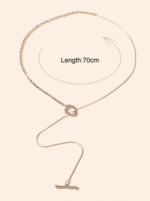 Minimalist Accessories Silver Long Chain Y Style Stick Pendant Lariat