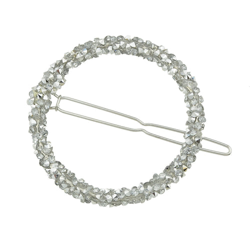 AU Local Hair Accessories Silver Pink Rhinestone Circle Hair Clip for