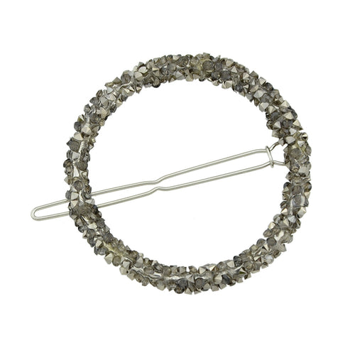 AU Local Hair Accessories Silver Pink Rhinestone Circle Hair Clip for