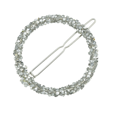 AU Local Hair Accessories Silver Pink Rhinestone Circle Hair Clip for