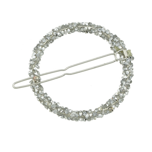 AU Local Hair Accessories Silver Pink Rhinestone Circle Hair Clip for