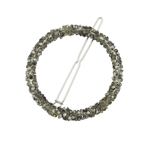 AU Local Hair Accessories Silver Pink Rhinestone Circle Hair Clip for