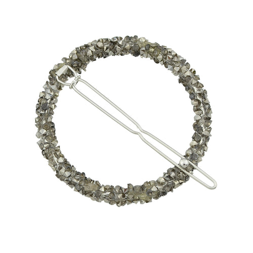 AU Local Hair Accessories Silver Pink Rhinestone Circle Hair Clip for